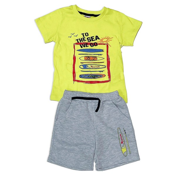 Παιδικό t-shirt και βερμούδα κίτρινο-γκρι για αγόρια (2-5 ετών)
