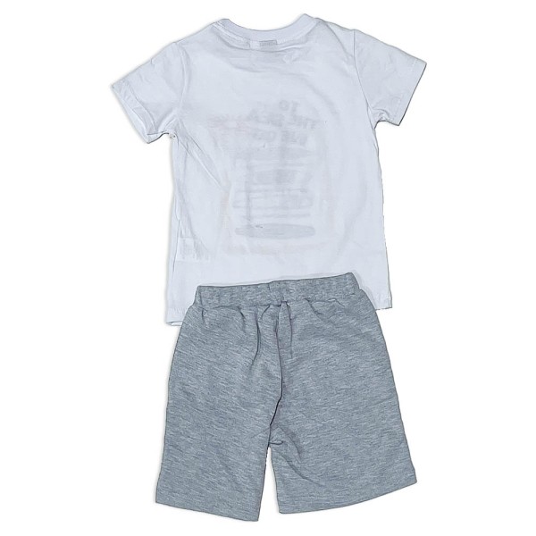 Παιδικό t-shirt και βερμούδα λευκό-γκρι για αγόρια (2-5 ετών)