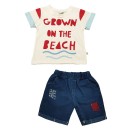 Παιδικό σετ t-shirt σορτς grown on the beach λευκό κόκκινο-μπλε για αγόρια (2-5 ετών)