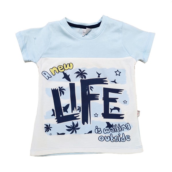 Παιδικό σετ t-shirt σορτς new life γαλάζιο μπλε  για αγόρια (2-5 ετών)