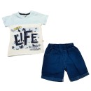 Παιδικό σετ t-shirt σορτς new life γαλάζιο μπλε  για αγόρια (2-5 ετών)