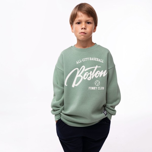 Παιδικό σετ φόρμες φούτερ Funky 224-117162-2 για αγόρια σε χρώμα πράσινο γρασίδι-μπλέ (8-14 ετών)