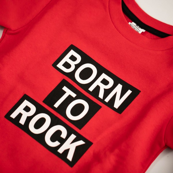 Παιδικό σετ φόρμας φούτερ 'Born to Rock' κόκκινο-μαύρο για αγόρια (6-14 ετών)