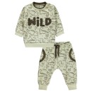 Βρεφικό σετ φόρμες με δεινοσαυράκι ριπ μπεζ για αγόρια (6-24 μηνών)