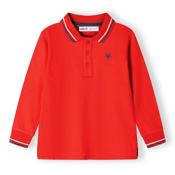 Παιδική μακρυμάνικη μπλούζα κόκκινη Minoti 15POLO2 για αγόρια (8-14 ετών)