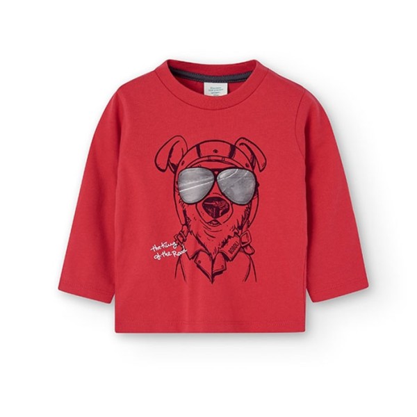 Παιδικό κόκκινο μπλουζάκι με σκύλο Boboli 315010-3769 για αγόρια (2-6 ετών)
