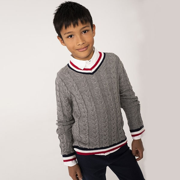 Παιδική μπλούζα πουλόβερ πλεκτό γκρι Boboli 735230-8125 για αγόρια (6-14 ετών)