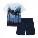 Παιδικό σετ μπλούζα άσπρη surf club και βερμούδα μπλε Tuc Tuc 11329301 για αγόρια (8-14 ετών)