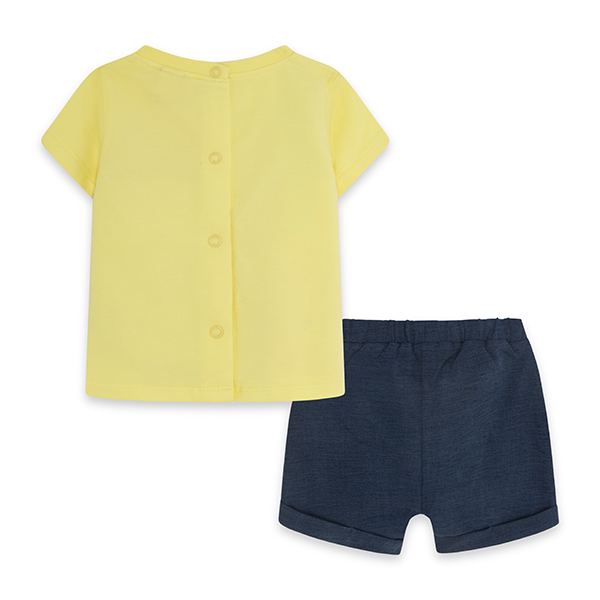 Βρεφικό σετ μπλούζα hi sunshine και τζιν σόρτς κίτρινο-μπλε Tuc Tuc 11329967 για αγόρια (6-18 μηνών)