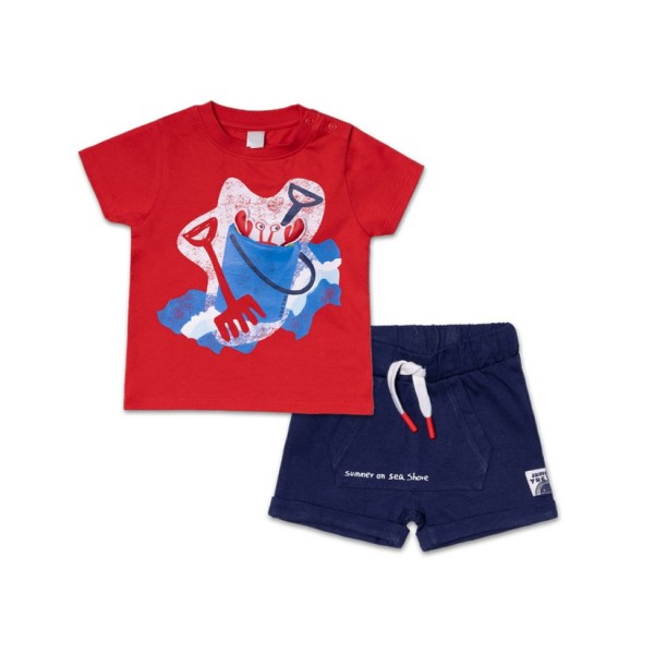 Παιδικό σετ μπλούζα σορτς beach Day κόκκινο-μπλε Tuc Tuc 11349746 για αγόρια (2-6 ετών)