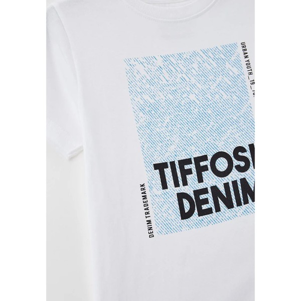 Παιδικό t-shirt California άσπρο Tiffosi denim 10039230 για αγόρια (5-16 ετών)