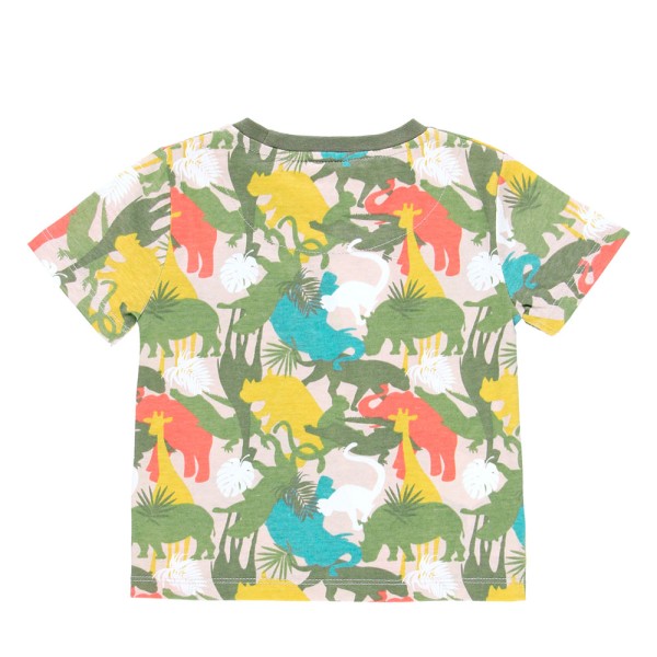 Βρεφικό t-shirt με ζωάκια χακί-κίτρινο Boboli 334077 για αγόρια (12-18 μηνών)