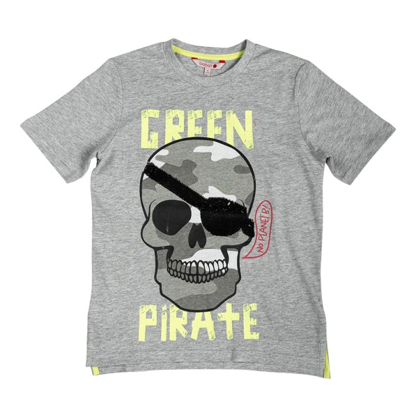 Παιδικό t-shirt πειρατής γκρι για αγόρια (4-16 ετών)