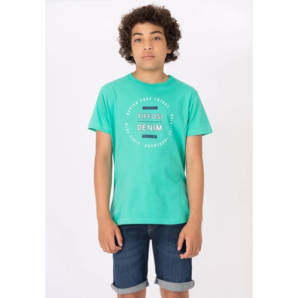 Παιδικό κοντομάνικο t-shirt πράσινο Tiffosi 10044304 για αγόρια (7-14 ετών)