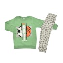 Παιδικές πιτζάμες με μπάλες πράσινο-γκρι για αγόρια (3-6 ετών)