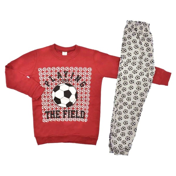 Παιδικές πιτζάμες ποδοσφαίρου κόκκινες-γκρι (7-10 ετών)
