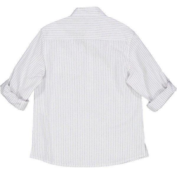 Παιδικό πουκάμισο με γιακά μάο ριγέ λευκό για αγόρια (4-8 ετών)