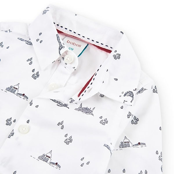 Παιδικό πουκάμισο λευκό με σχέδια Boboli 715182-9867 για αγόρια (2-6 ετών)