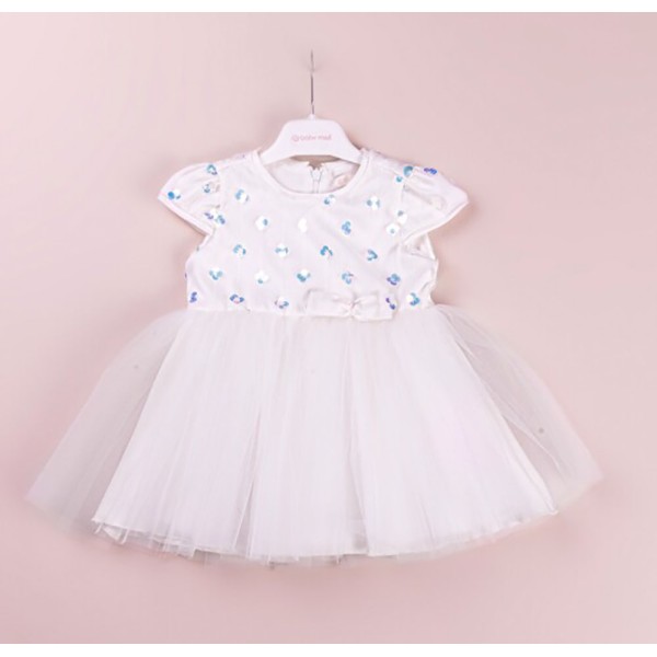 Παιδικό φόρεμα με λουλουδια πουλιες λευκό για κορίτσια (1-4 ετών)