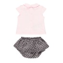 Βρεφικό σετ μπλούζα με φουφούλα ροζ-γκρι Boboli 104038 για κορίτσια (3-12 μηνών)