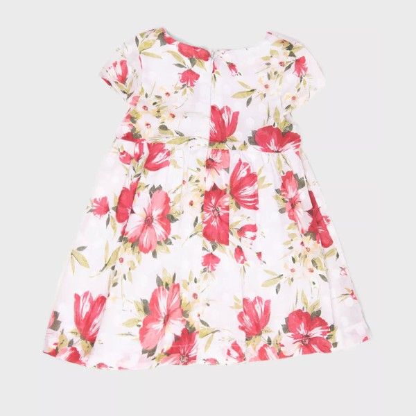 Παιδικό φόρεμα φλοράλ με τριαντάφυλλα λευκό-κόκκινο Babybol 11128 (3-6 ετών)