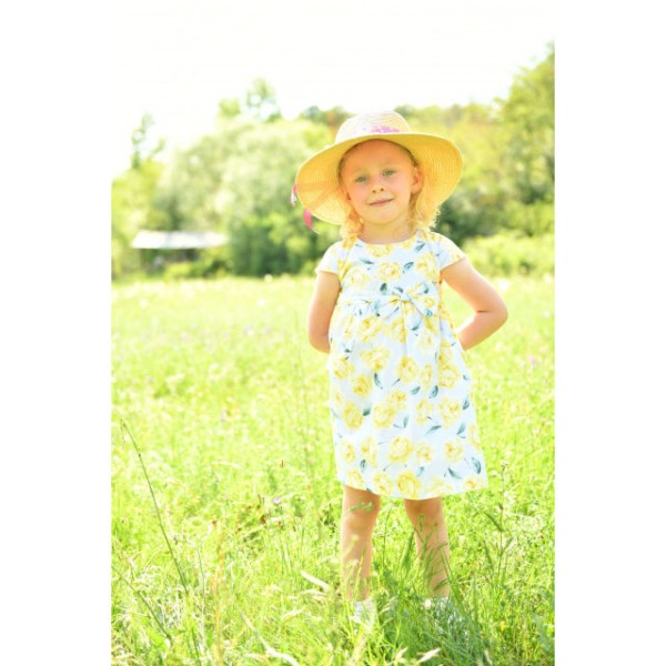 Παιδικό φόρεμα φλοράλ με τριαντάφυλλα γκρι-κίτρινο Babybol 11153 (3-6 ετών)
