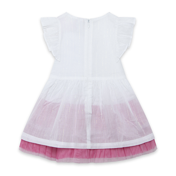 Παιδικό λινό φόρεμα tahiti με τούλινες πιέτες λευκό Tuc Tuc 11329861 για κορίτσια (1-6 ετών)