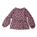 Παιδική μπλούζα φλοράλ ροζ-μελιτζανί για κορίτσια (3-14 ετών)
