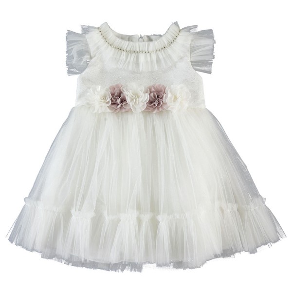 Παιδικό φόρεμα με τούλι και γκλίτερ εκρού για κορίτσια (2-6 ετών)