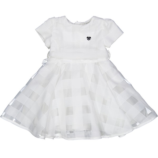 Βρεφικό φόρεμα με σχέδιο καρό λευκό για κορίτσια (9-36 μηνών)