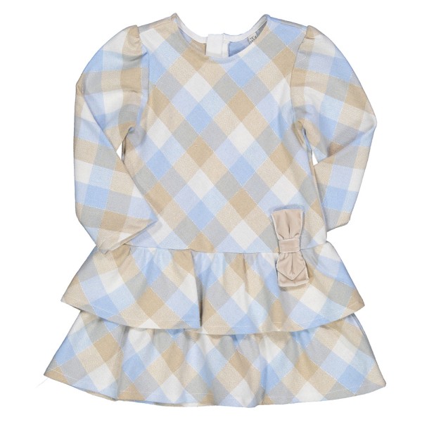 Παιδικό φόρεμα καρό μπεζ γαλάζιο για κορίτσια (4-7 ετών)