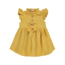 Παιδικό φόρεμα λινό με φιόγκο μουσταρδί για κορίτσια (2-6 ετών)