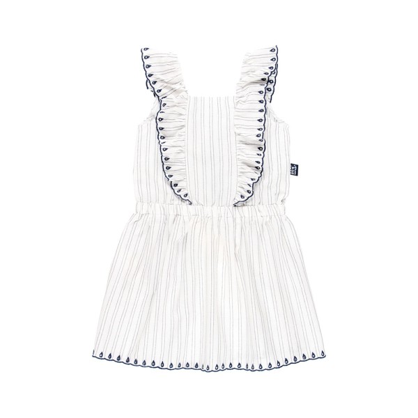 Παιδικό φόρεμα με βολάν τιράντες λευκό Boboli 434078 για κορίτσια (4-16 ετών)