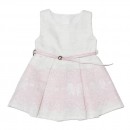 Παιδικό φόρεμα αμάνικο μπεζ με ροζ φιόγκους για κορίτσια (1-4 ετών)