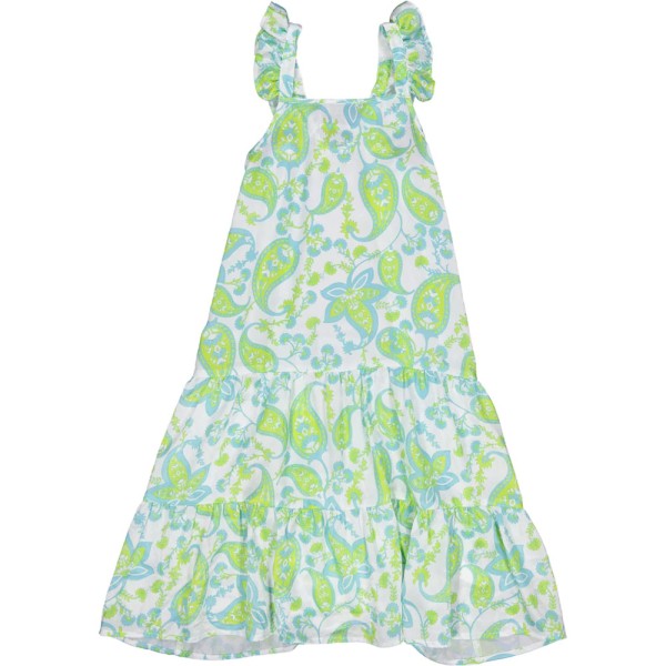 Παιδικό φόρεμα με σχέδια λευκό-πράσινο Marocco για κορίτσια (9-16 ετών)