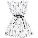 Παιδικό φόρεμα με λουλούδια λευκό-μαύρο για κορίτσια (9-16 ετών)