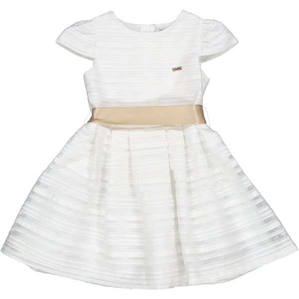 Παιδικό φόρεμα με ζώνη εκρού για κορίτσια (4-8 ετών)