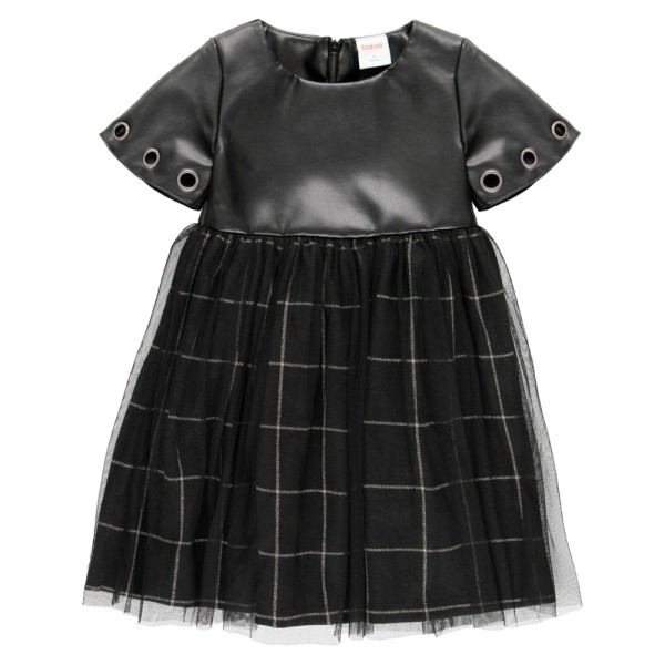 Παιδικό φόρεμα δερμάτινο με τούλι μαύρο Boboli 725453-890 για κορίτσια (4-16 ετών)