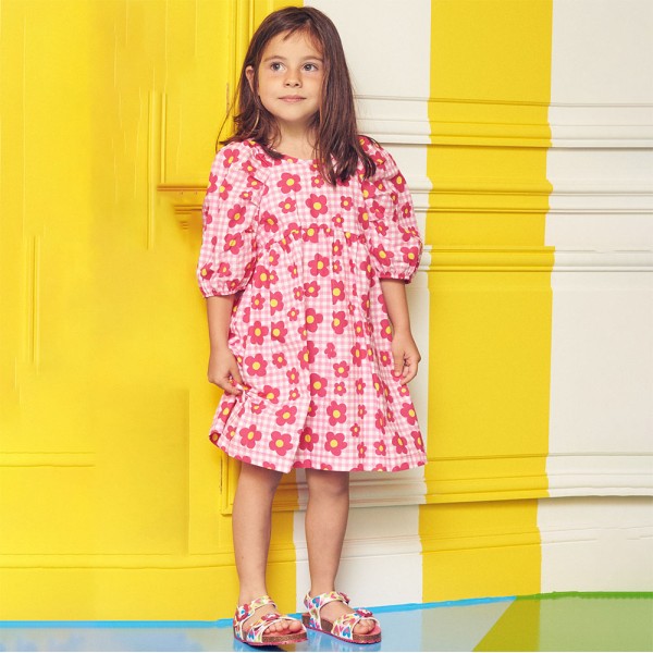 Παιδικό καρό φόρεμα φουξ με φουσκωτά μανίκια Agatha Ruiz De La Prada 7VE3701 (6-12 ετών)