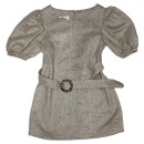 Παιδικό κοντομάνικο φόρεμα με ζώνη μπεζ Alice A11010 για κορίτσια (6-14 ετών)