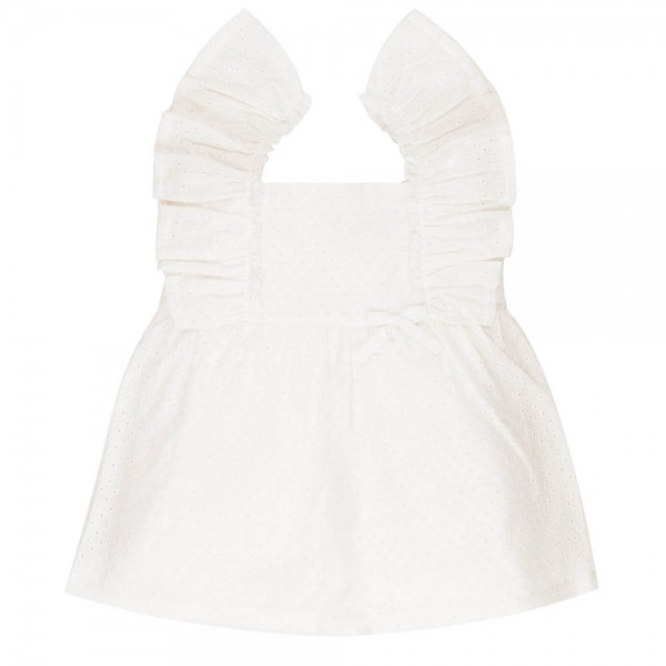Παιδικό φόρεμα κυπούρ με βολάν λευκό EMC AA4640 για κορίτσια (3-6 ετών)