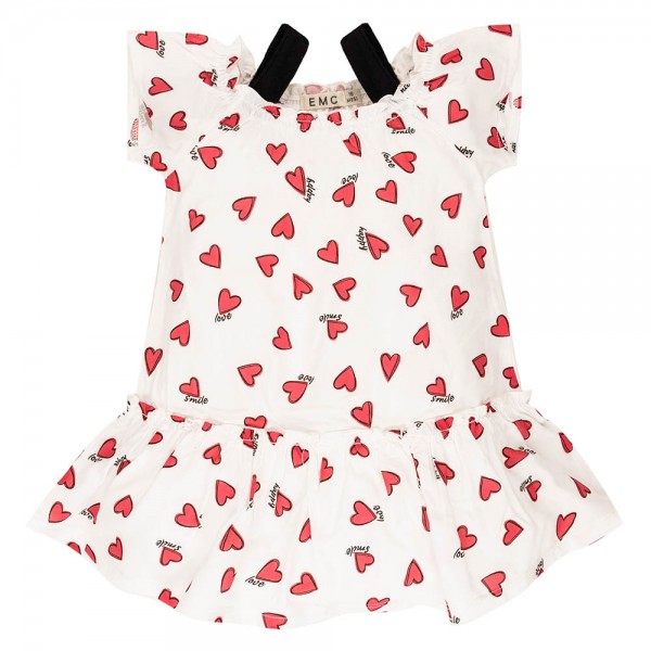 Παιδικό φόρεμα με καρδούλες λευκό EMC AA4647 για κορίτσια (4-8 ετών)