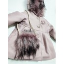 Βρεφικό παλτό με γούνα και τσαντάκι σάπιο μήλο για κορίτσια (18-36 μηνών)
