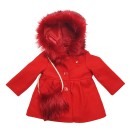 Βρεφικό παλτό με γούνα και τσαντάκι κόκκινο (18-36 μηνών)