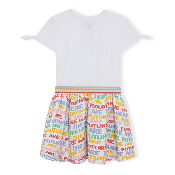 Παιδικό φόρεμα happy message λευκό-πολύχρωμο Nath KG02D101W1 για κορίτσια (3-6 ετών)