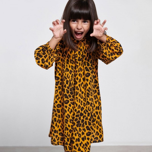 Παιδικό φόρεμα λεοπάρ μουσταρδί Melin Rose MRW22-1113 (4-14 ετών)