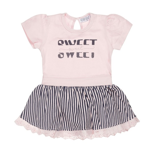 Παιδικό φόρεμα sweet με ρίγες ανοιχτό ροζ Dirkje V42274-35 για κορίτσια (2-6 ετών)