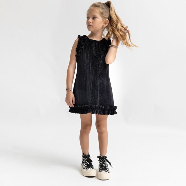 Παιδικό φόρεμα lurex μαύρο Alice W22-A11021 για κορίτσια (2-15 ετών)