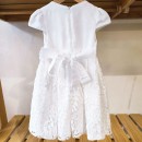 Παιδικό φόρεμα με δαντέλα και ζώνη λευκό για κορίτσια (5 ετών)