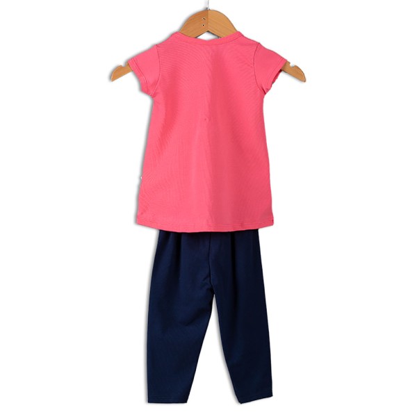 Παιδικό σετ t-shirt με κολάν ροζ-μπλε σκούρο για κορίτσια (2-4 ετών)
